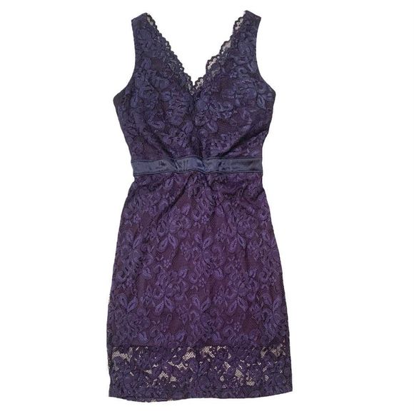 Tweeze Me Navy Blue Lace Mini Dress - Picture 4 of 7